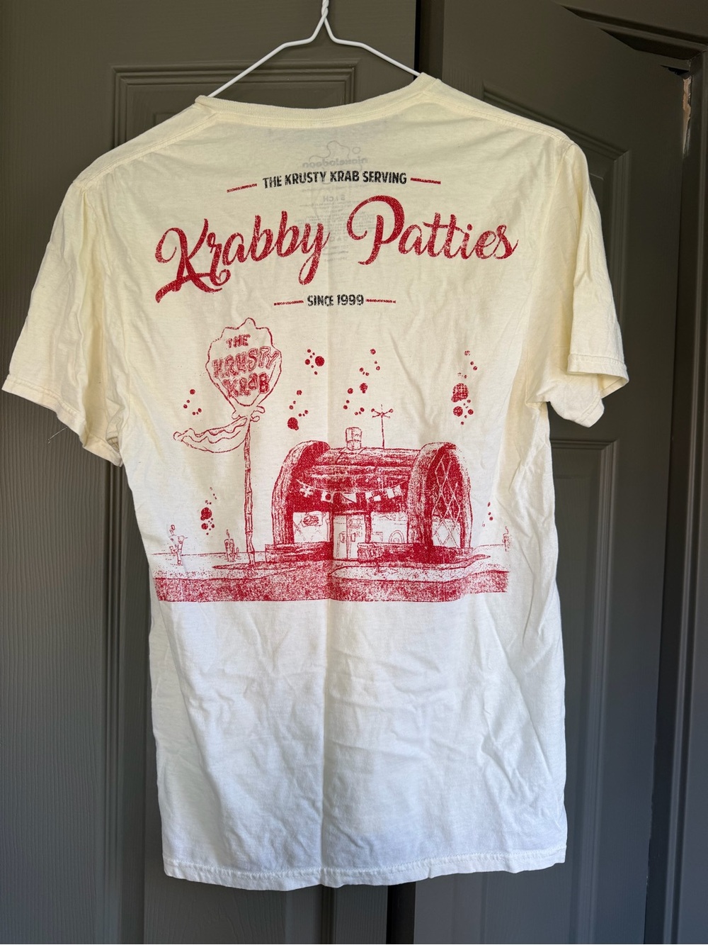 Krabby Patties Graphic Tee - Cream with Red Print
